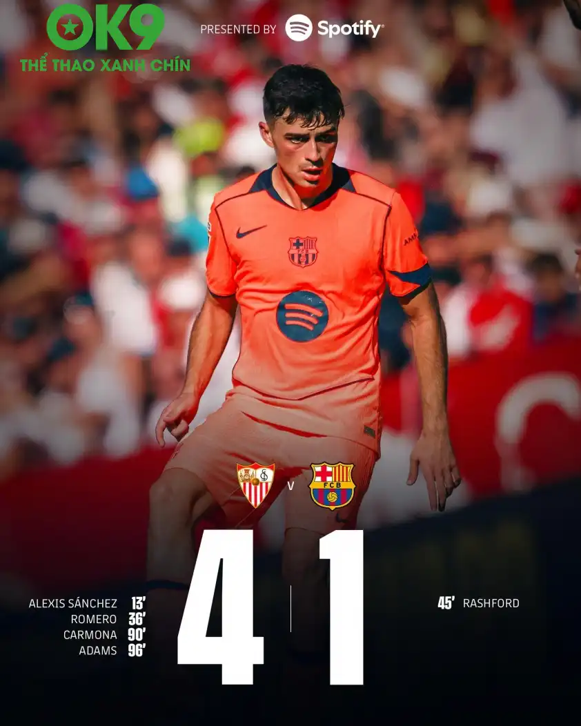 Lần đầu tiên sau 10 năm Barca thua Sevilla ở La Liga